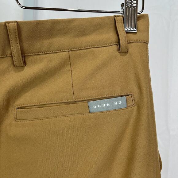 DUNNING Mens  30 x 32 Golf Pants Everbest Flat Front Zip Fly Stretch Tan Brown - Picture 8 of 11